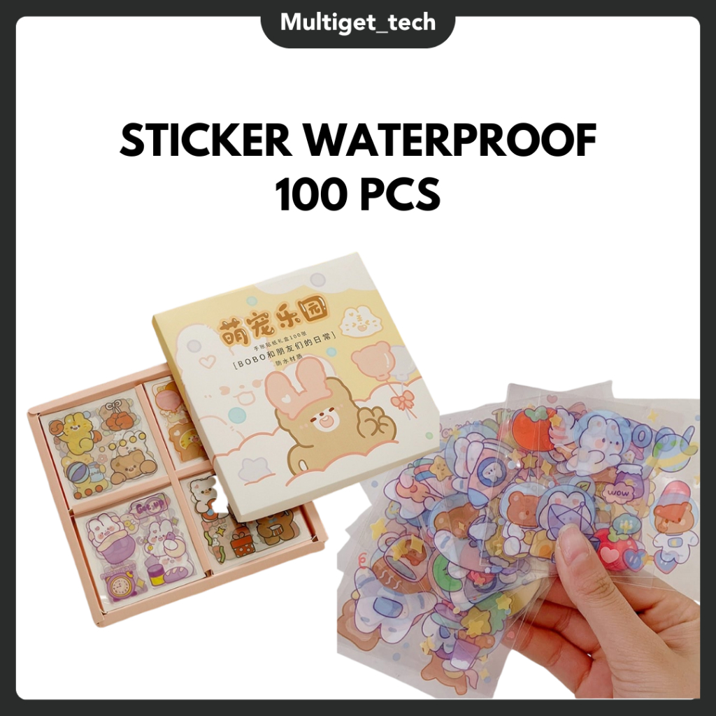 

Sticker waterproof anti air motif Cartoon lucu BOBO Bear luar angkasa bear 50/100 lembar Sticker aesthetic Per 1 Box