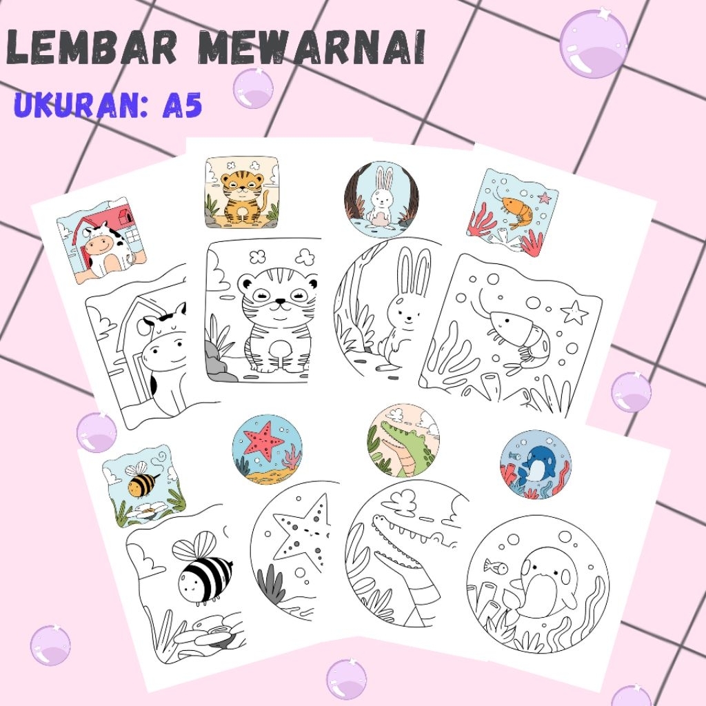 

PAPIER - LEMBAR MEWARNAI ANAK Ukuran A5 - HVS 100gsm