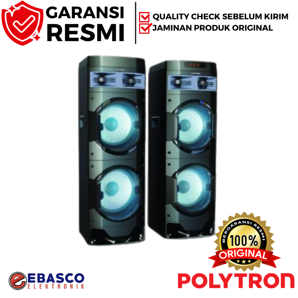 POLYTRON Speaker Aktif PAS 10DF22 Bluetooth Double Woofer 10 Inch - Extra Bass Bergaransi Resmi
