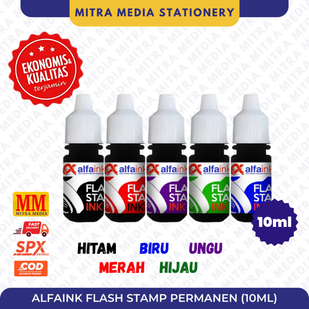 

Flash Stamp Alfaink Tinta Stempel Permanen Alfaink 10ML / Isi Tinta Stempel