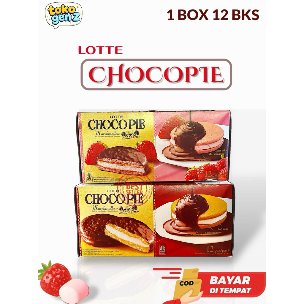 

Chochopie Marshmallow 1 Box isi 12 Pak -Lotte Chochopie 312 Gr 1 Box Murah