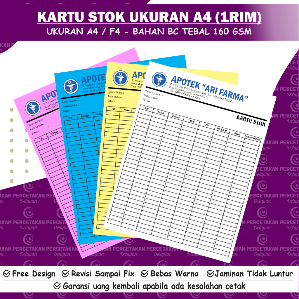 

Cetak stok Barang Apotek / stok barang custom