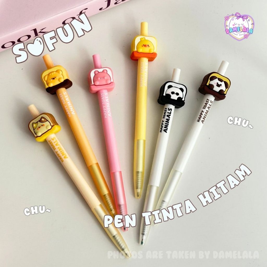 

[ DAMELALA ] - Pen Gel Pulpen Pena Tinta Hitam SOFUN Hewan Animal Roti Bread Lucu Murah Viral