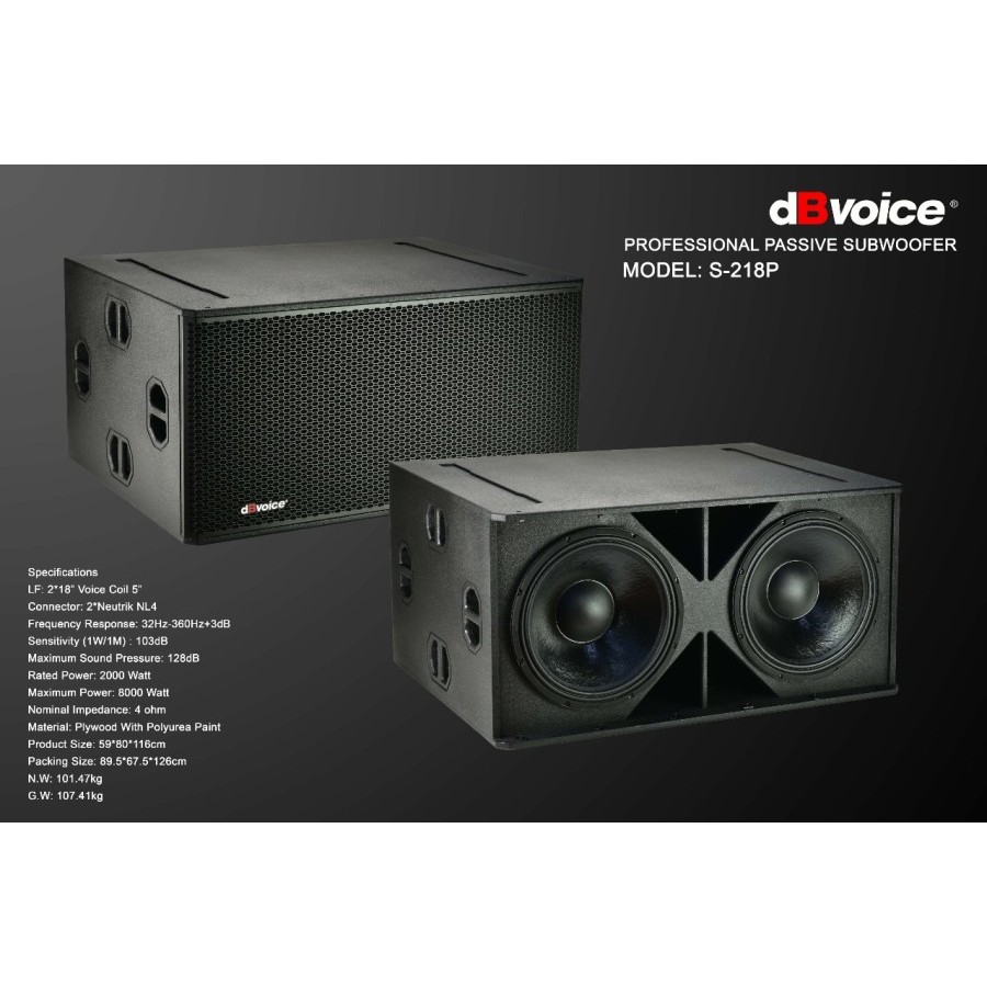 S-218P SUBWOOFER PASIF 18 INCH DBVOICE ORIGINAL / SUBWOOFER 18 INCH PASIF