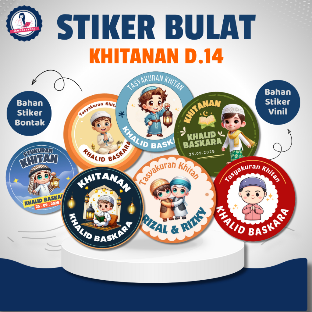 

PART 2 Stiker bulat khitanan tasyakuran khitan custom Label makanan sunatan cetak stiker syukuran