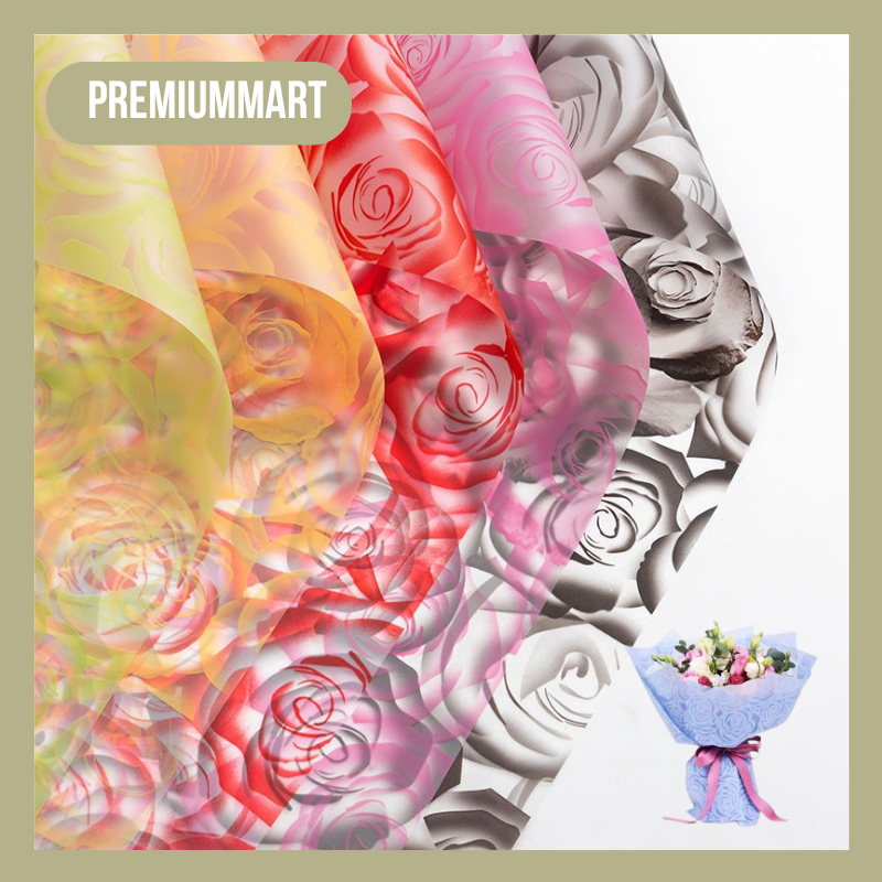 

20 LEMBAR KERTAS BUKET BUNGA MOTIF MAWAR BROKAT CELLOPHANE FLOWER WRAPPING PAPER BOUQUET KB051