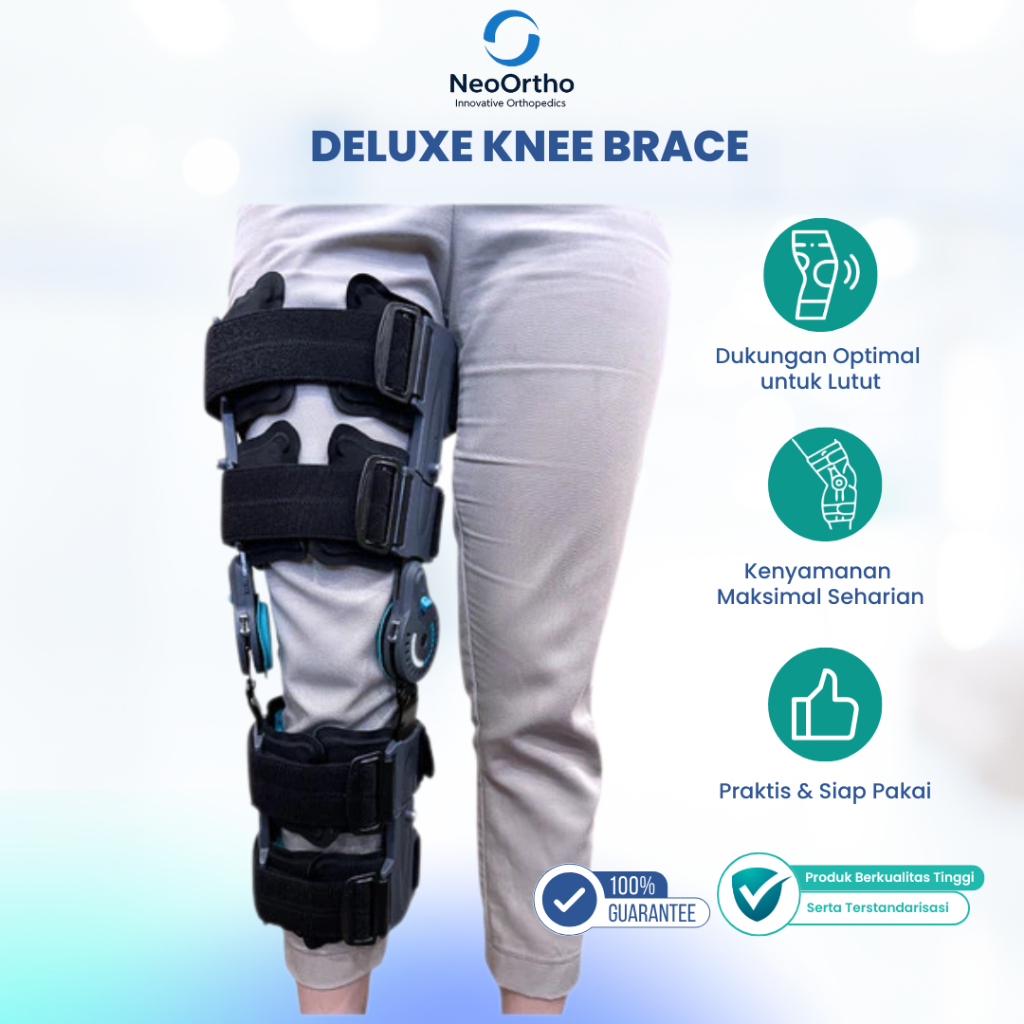 NeoOrtho  Deluxe Knee Brace Penyangga Kaki Alat Bantu Ortopedi Deker Terapi Lutut