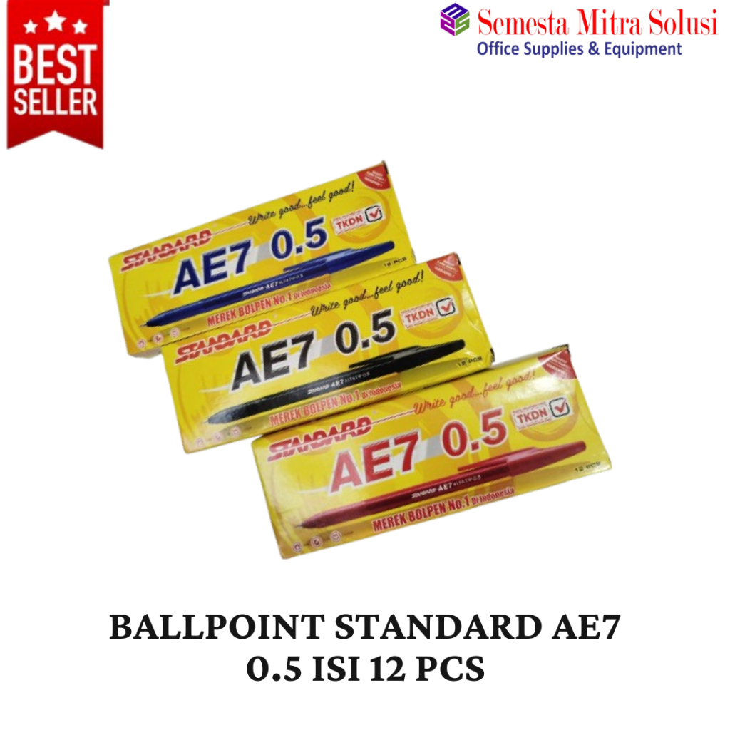 

Ballpoint AE7 Standard 3 warna 1 Pack 12 pcs / Pulpen Standar 1 Pack / Pulpen Standard Warna Hitam 1 Pack / Pulpen Standard Warna Biru 1 Pack / Pulpen Standard Warna Merah 1 Pack