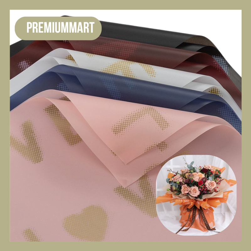 

Flower Wrapping Paper Kertas Cellophane Motif Love Kertas Buket Florist KB060