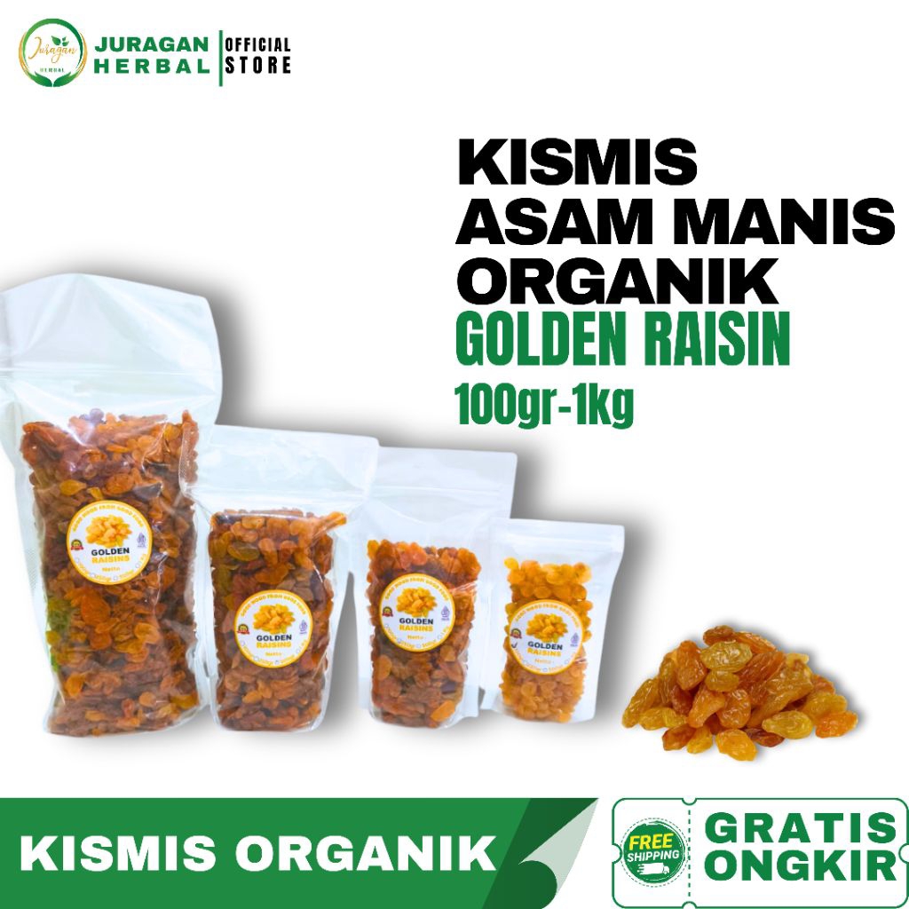 

KISMIS GOLDEN ASAM MANIS | GOLDEN RAISINS | 100gr, 250gr, 500gr, 1 Kg