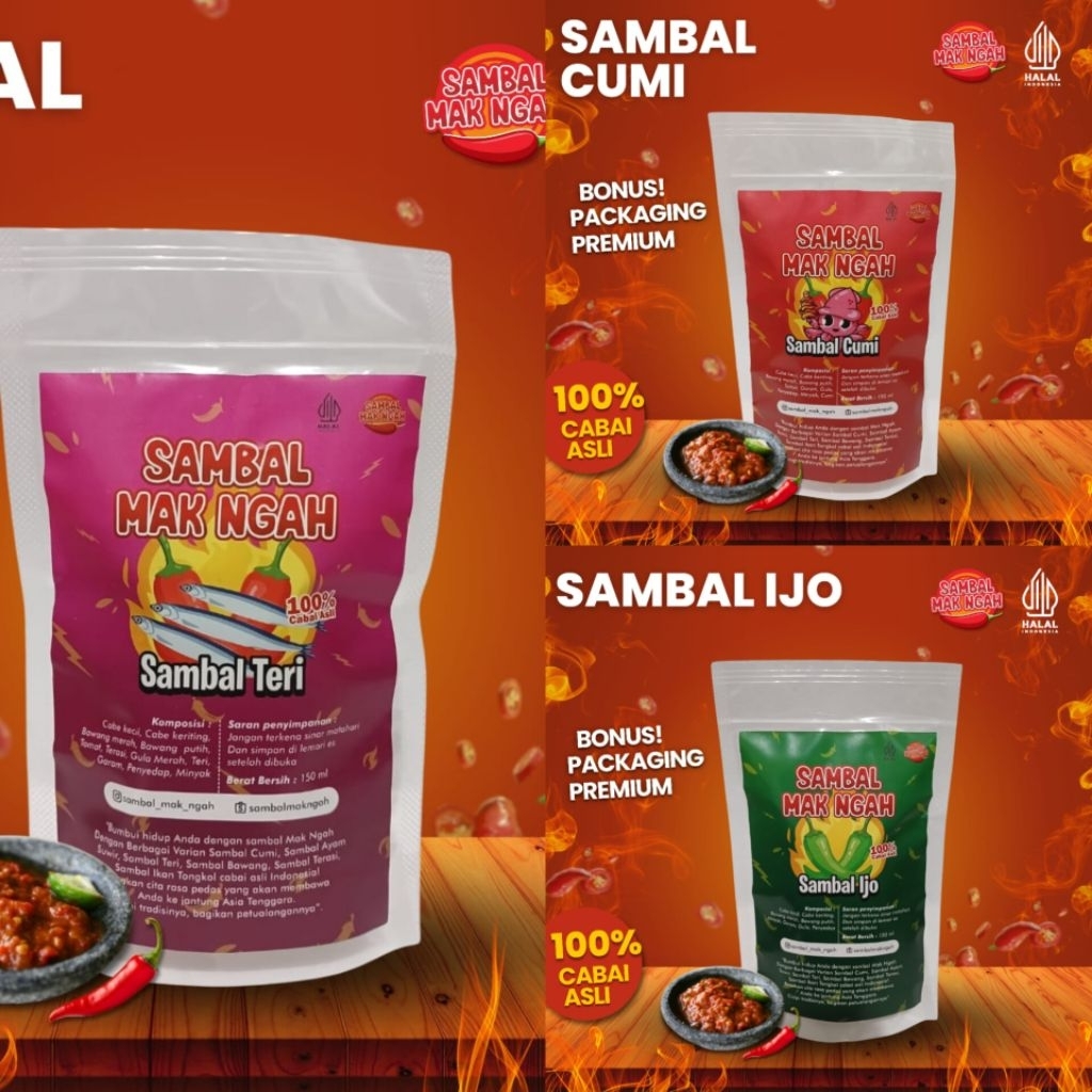 

PAKET HEMAT// sambal mak ngah tanpa pengawet kemasan 150gram