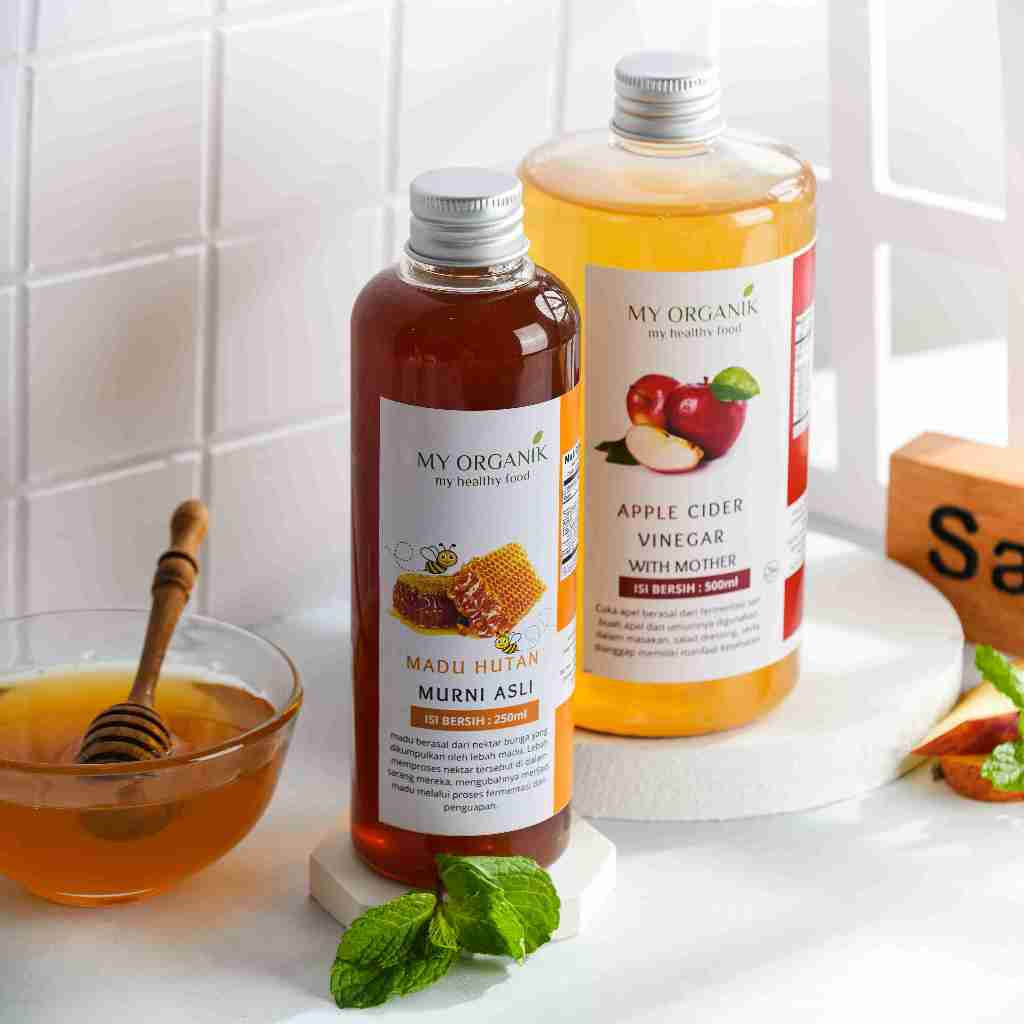 

My Organik Apple cider vinegar with mother Cuka Apel original Organik 500ml Madu 250ml