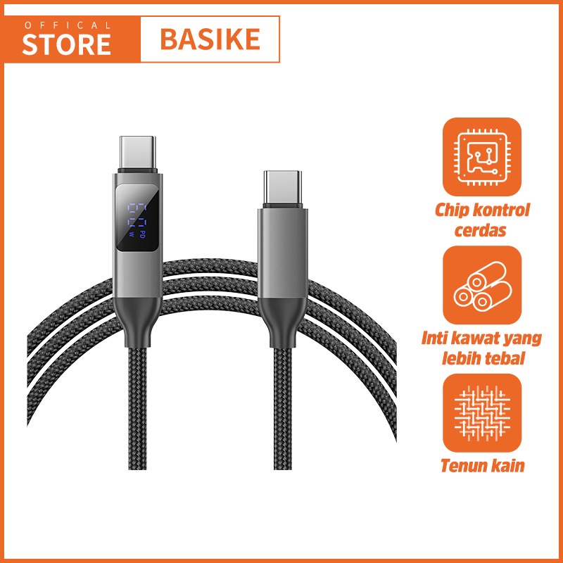 (HOT)BASIKE Kabel Data Type C ke Type C/Lightning Charger Fast Charging for iPhone Samsung Xiaomi