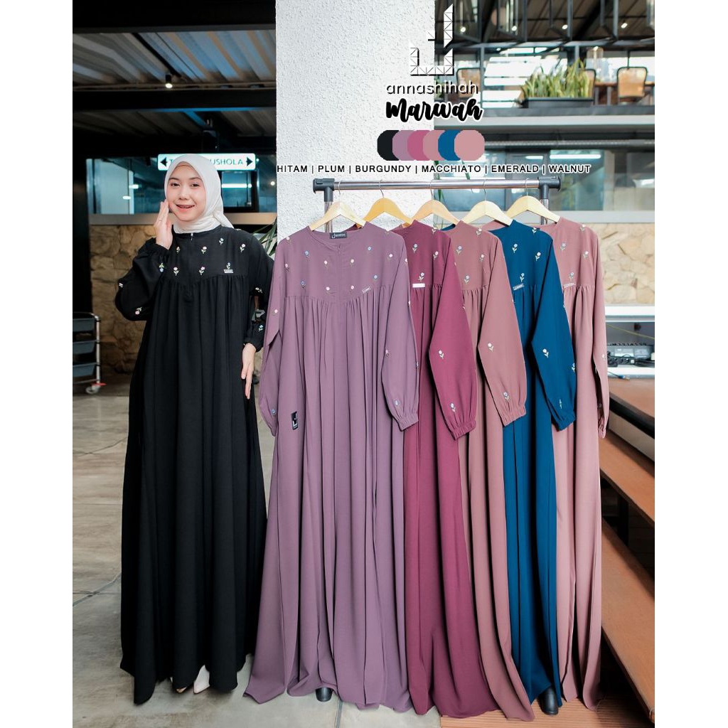 MARWAH TSANA Gamis Bahan Sabrina mix Bordir ORI by Annashihah/ Tsana Dress by Annashihah/ Marwah Dre