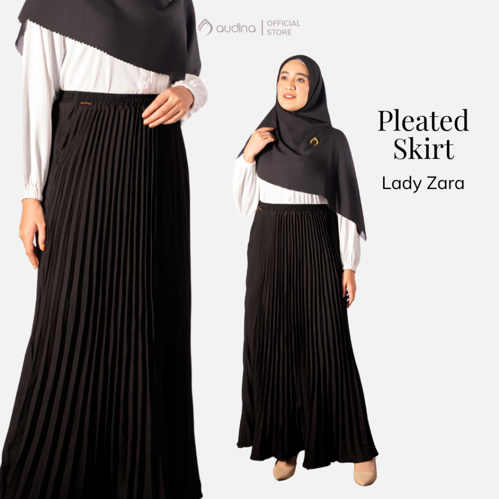 Audina Pleated Skirt Bahan Lady Zara Premium Lembut