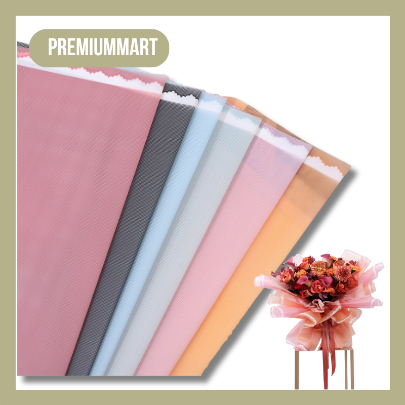 

20 LEMBAR Flower Wrapping Paper Cellophane Warna Motif Brokat Renda Kertas Buket KB092
