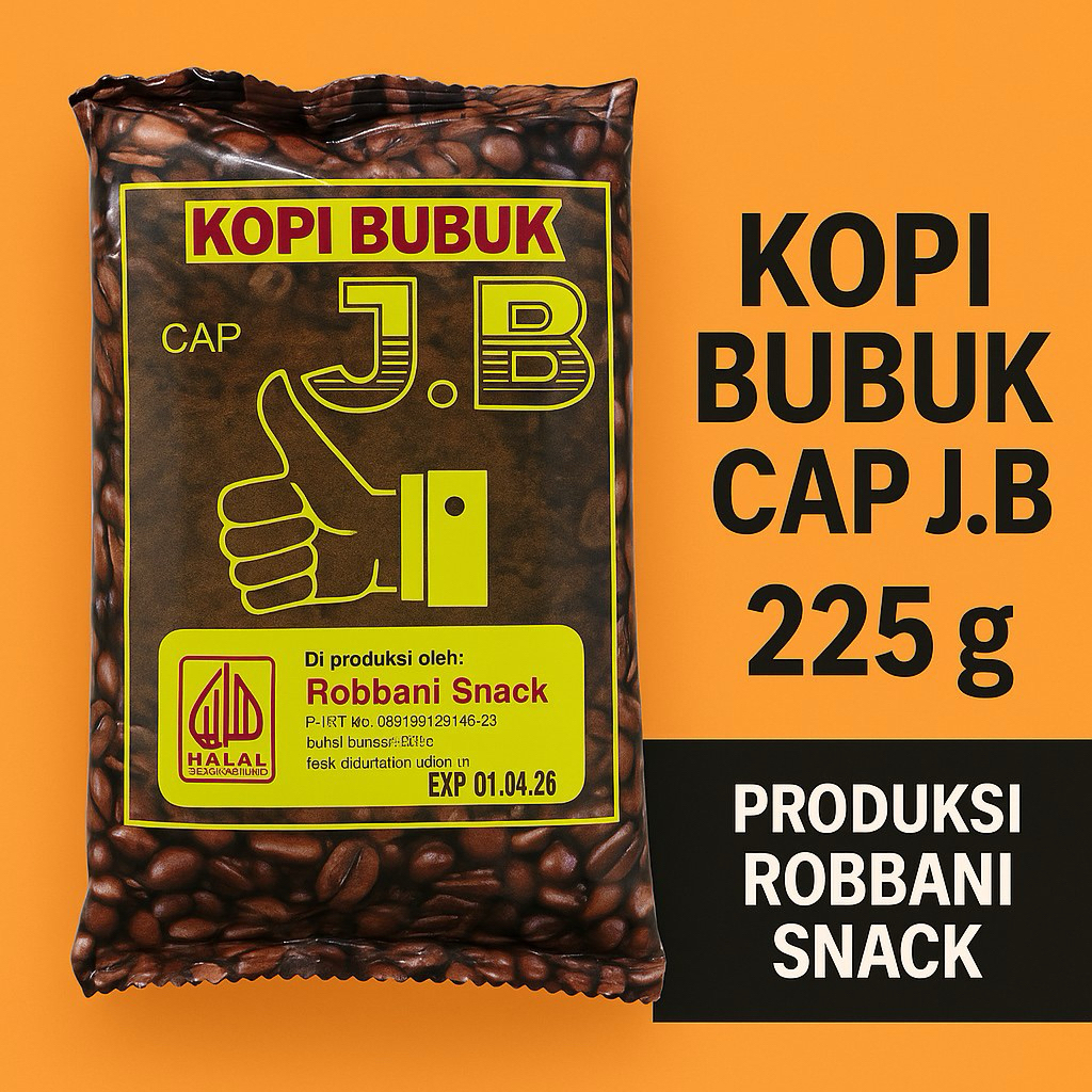 

Kopi Bubuk Cap J.B 225gr – Kopi Tradisional Asli, Aroma Kuat, Rasa Nikmat