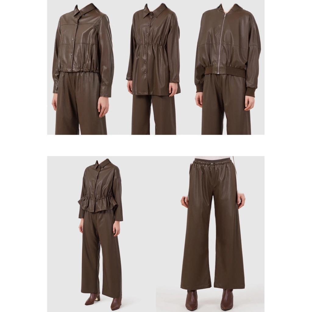 [baca deskripsi‼️] BENANG JARUM ELYSE LEATHER JACKET BROWN CARMELA LEATHER SHIRT BROWN SEPHIA LEATHE
