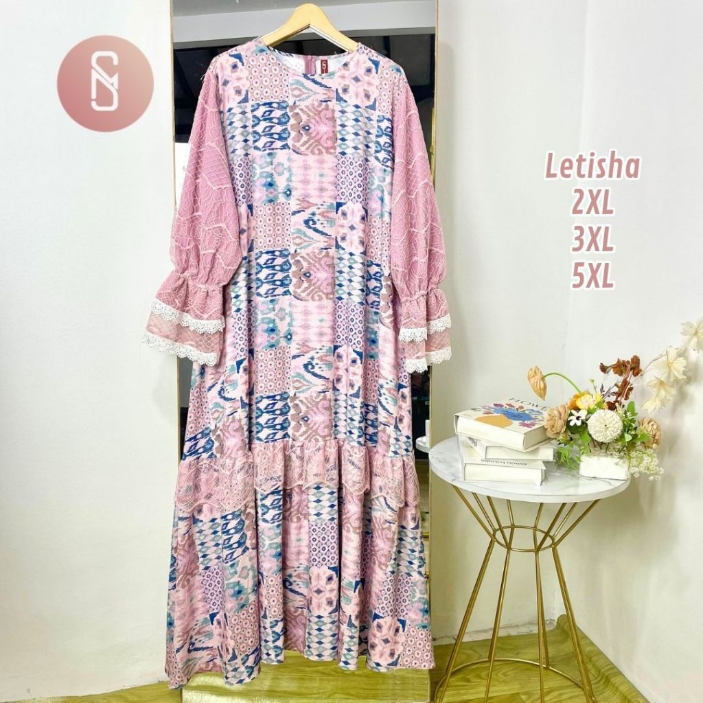 Myshawl Letisha Siyona Hasna Dress Premium Gamis Syar'i Pesta Jumbo Polos Ld 140 130