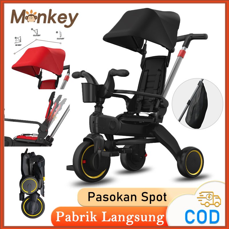 Monkey Sepeda Anak Roda 3 Sepeda Roda Tiga Tricycle Stroller Baby Sepeda Anak Lipat 1-6 Tahun