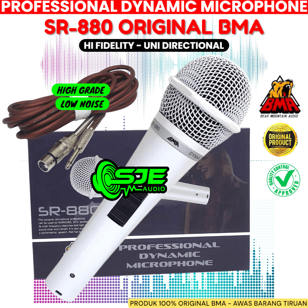 MIC MICROPHONE BMA SR880 PROFESIONAL DYNAMIC MIK SR-880 SR 880 KARAOKE VOKAL BMA ORI ASLI ORIGINAL