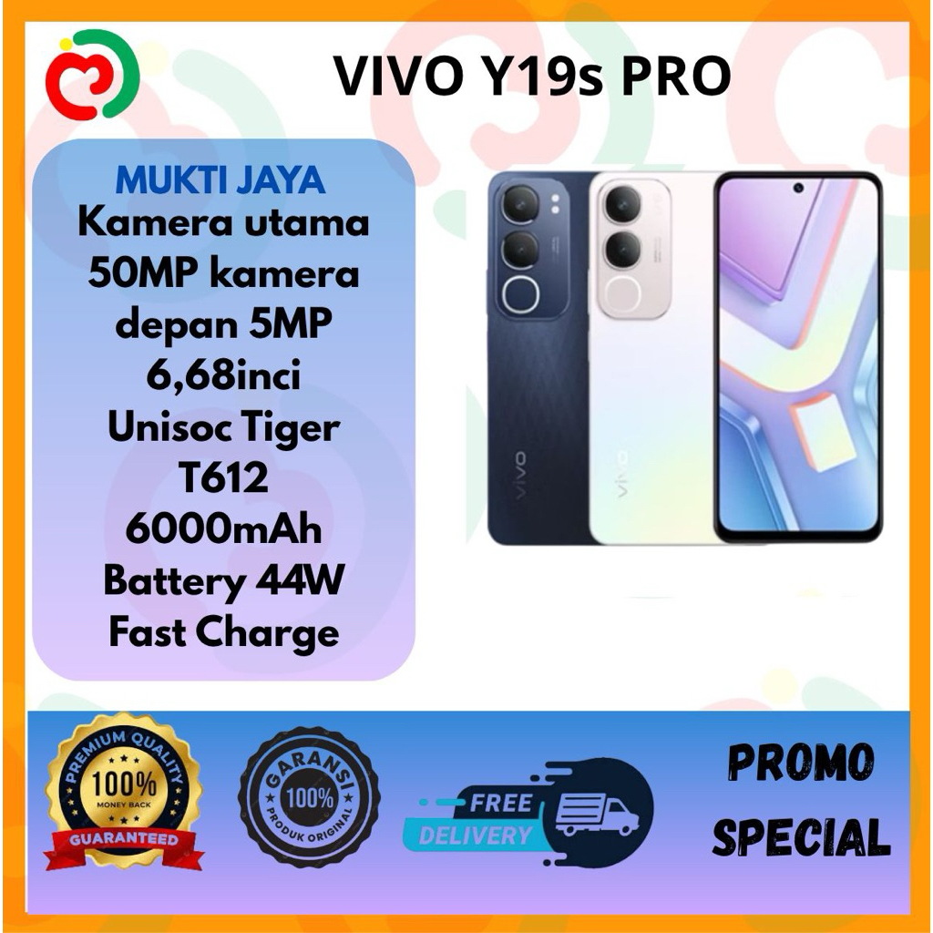 Vivo Y19s Pro (4/64GB) (4/128GB) (6/128GB) 50MP Kamera Utama, 6000mAh+44W FlashCharge, Garansi Resmi