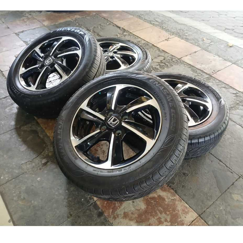 Velg Mobil Oem Brio Ori Copotan Ring 14 + Ban Dunlop 175 65 R14 Second Like New