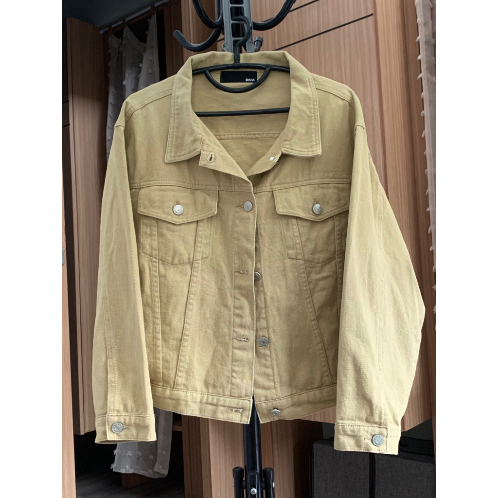PL Jaket Jeans Korea warna Camel