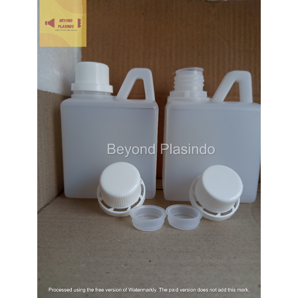 Jerigen Kotak 500 ml Putih Transparant /Jerigen Minyak / Jerigen Madu Tutup Segel