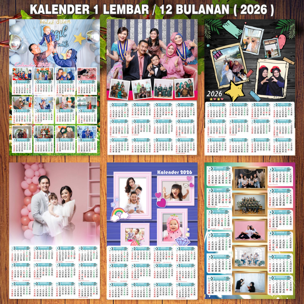 

KALENDER 2026 | KALENDER FOTO CUSTOM | 1 lembar A3 | 12 bulan (GRATIS DESAIN)