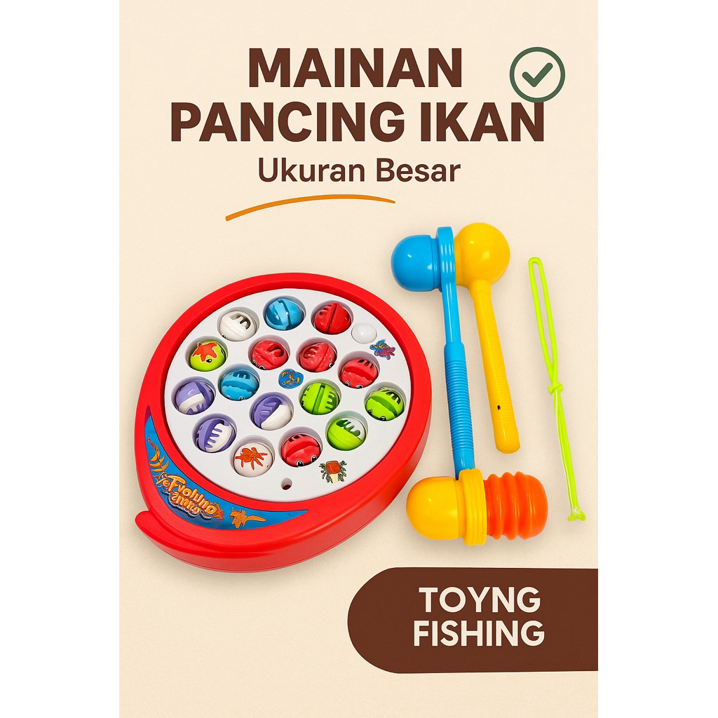 MAINAN ANAK PANCING IKAN PANCINGAN SET PALU DAN UMPAN