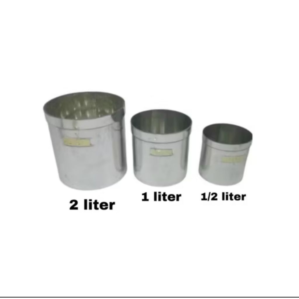 Literan Beras Takaran Beras Ukuran 1/2Liter 1Liter 2Liter,5Liter Kayu Perata Literan Beras Bahan Alu