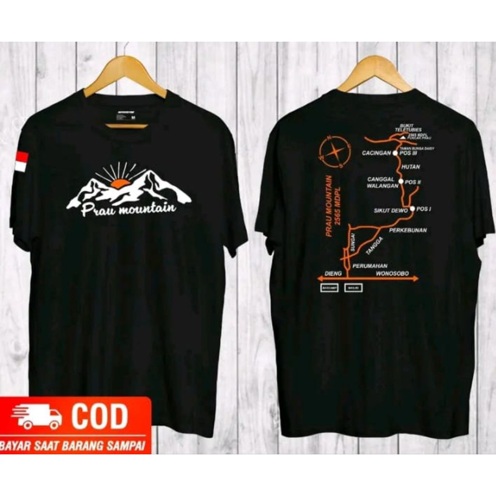 KAOS DISTRO PENDAKIAN GUNUNG PRAU MONTAIN - Baju Pria Wanita Kekinian bahan Adem &Nyaman