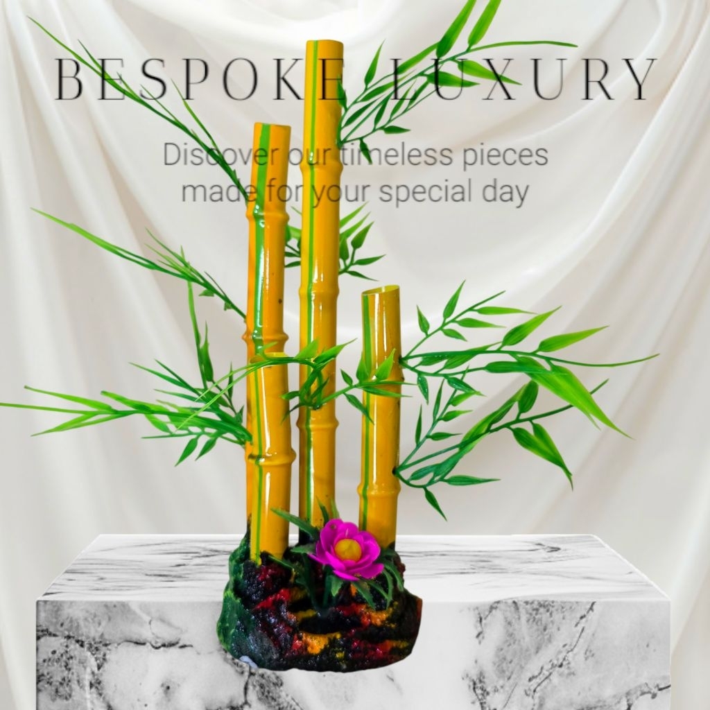 Hiasan aquarium bambu kuning besar/medium/kecil/ornamen aquarium