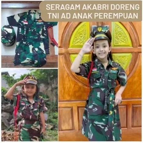 (custom nama)BAJU DORENG TNI AD ANAK PEREMPUAN LENGKAP | TERMURAH
