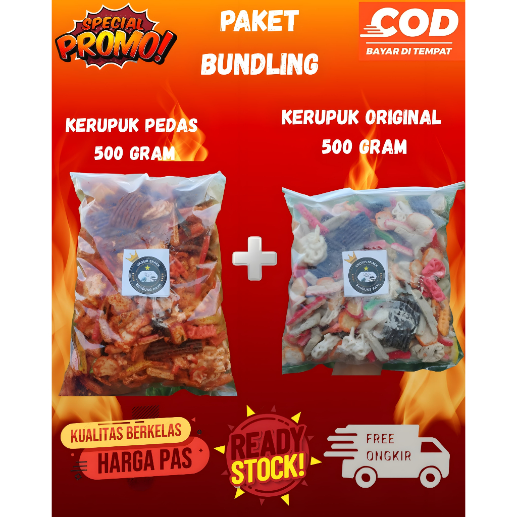 

kerupuk campur mix 1 kg 500 gram original 500 gram pedas daun jeruk