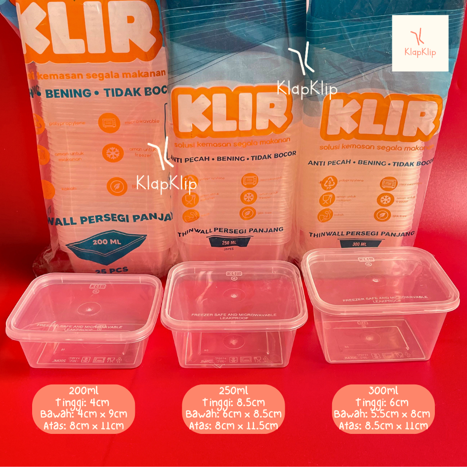 GROSIR 10pack = 250set Thinwall RECTANGLE KLIR 200ml 250ml 300ml 500ml 650ml 750ml Biru Thinwall Kot