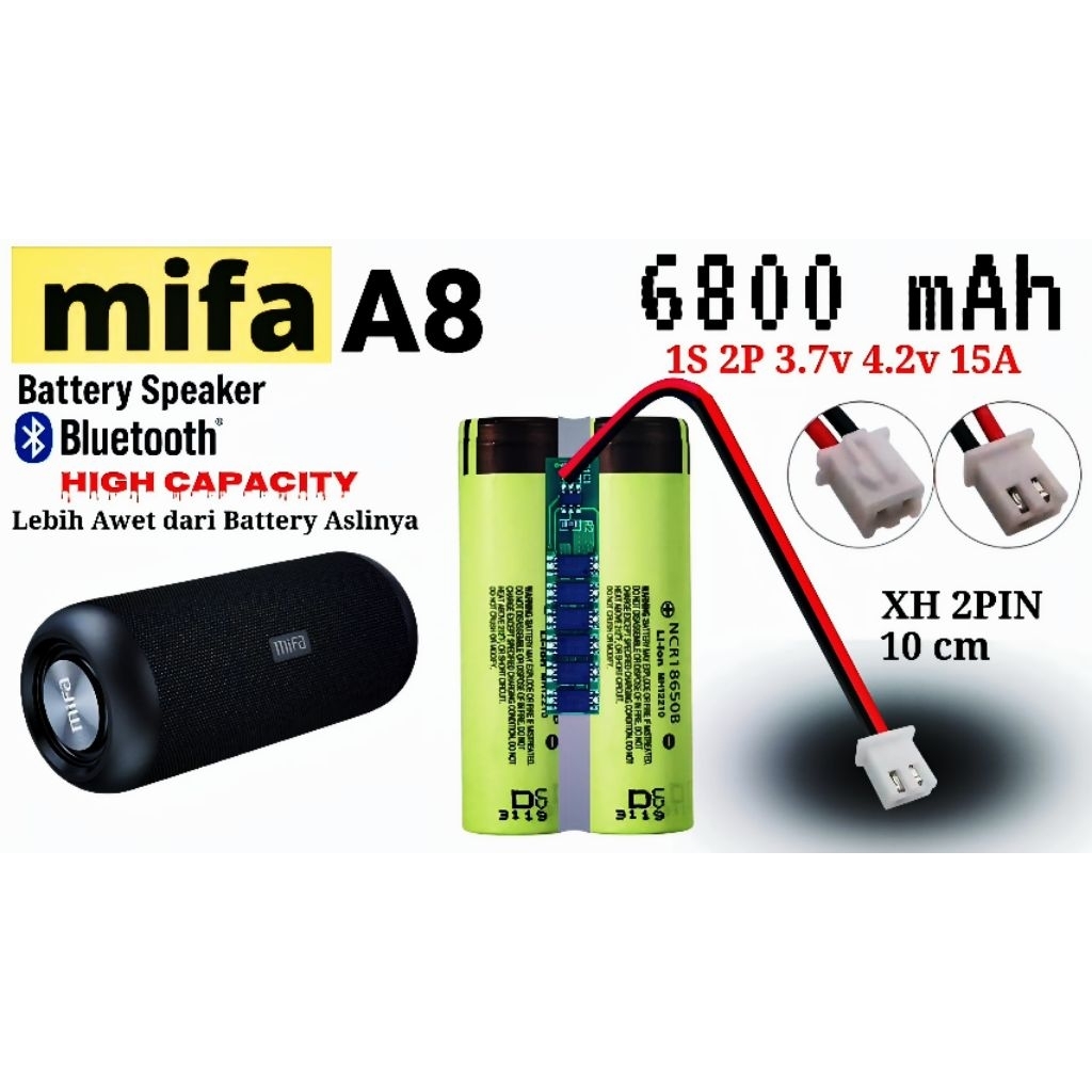 Battery Speaker mifa A8 dll 3.7V 4.2V BMS 1S 15A 6200/6800 mAh High Capacity Soket XH 2PIN
