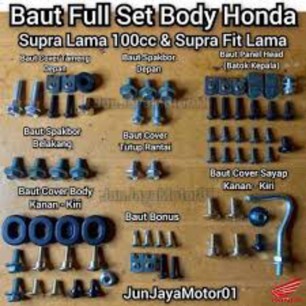 Baut fullset motor honda supra lama supra fit lama-Baut motor supra lama supra fit lama