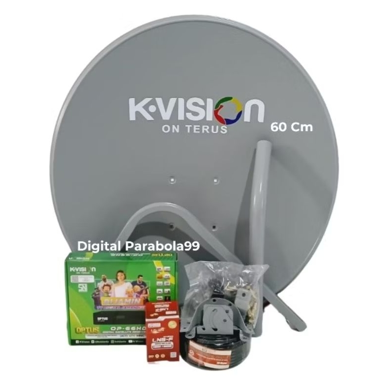 Parabola Mini 60 cm Kvision Full Set Lengkap Paket Receiver Optus