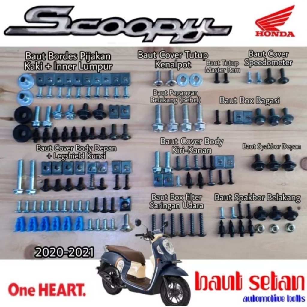 baut komplit motor honda scoopy 2020-2021-Baut motor scoopy