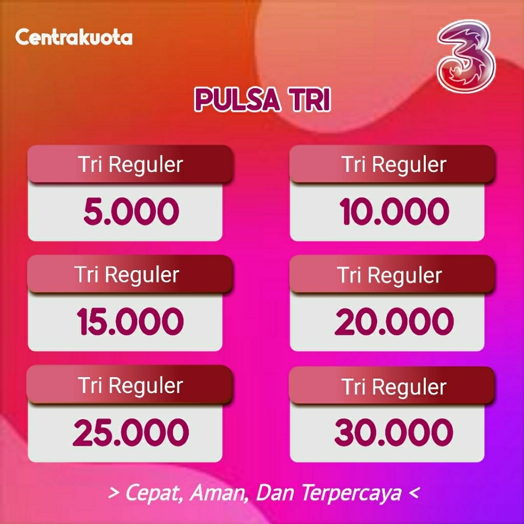 Pulsa Three Termurah Proses Cepat, Pulsa Three Reguler