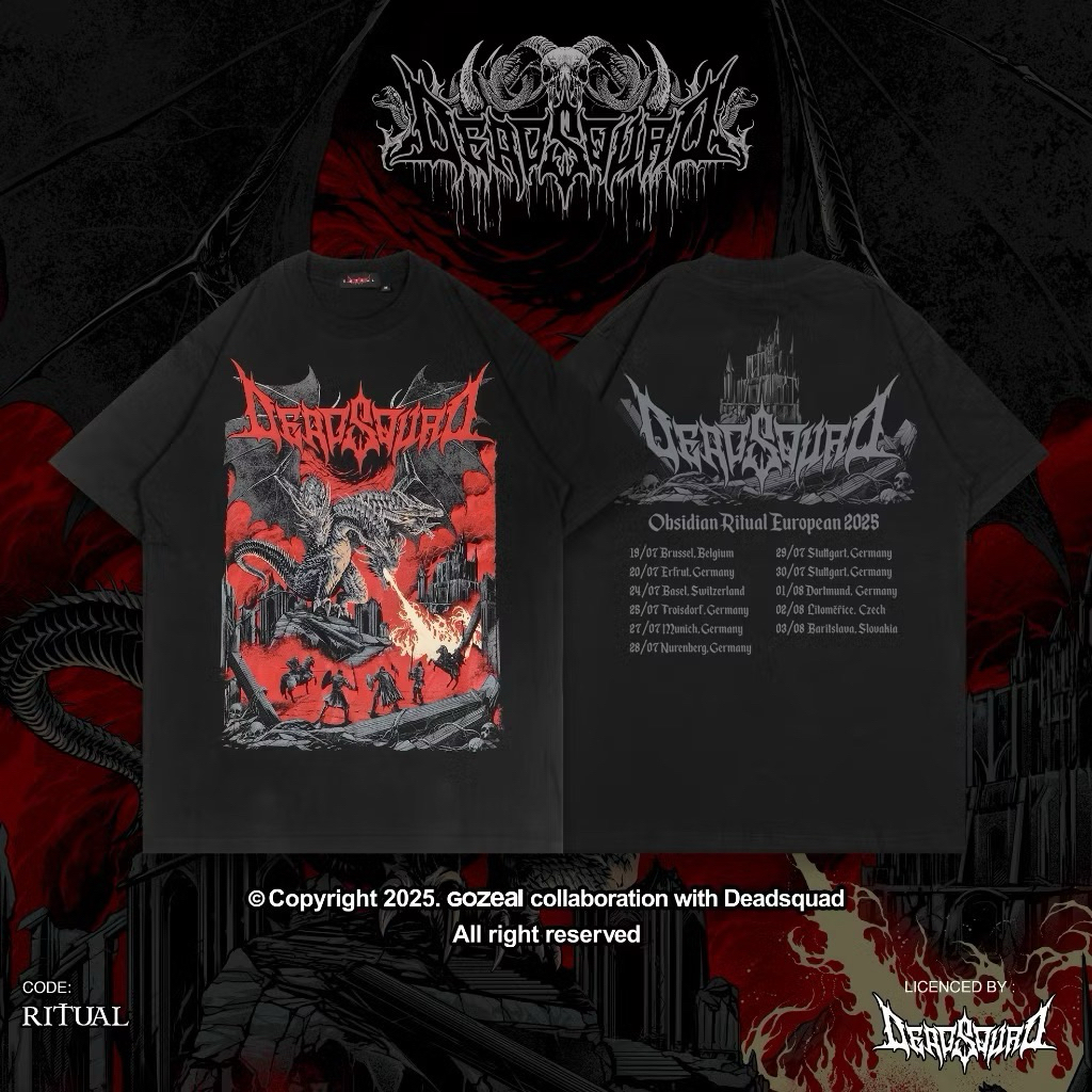 T-Shirt Kaos DeadSquad X Gozeal Tour Eropa 2025