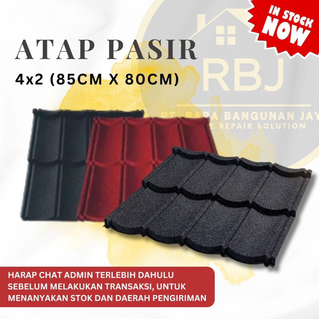 ATAP/GENTENG METAL PASIR/ ATAP PASIR 0,30mm 2X4 WARNA HITAM DAN MERAH/ ROOF