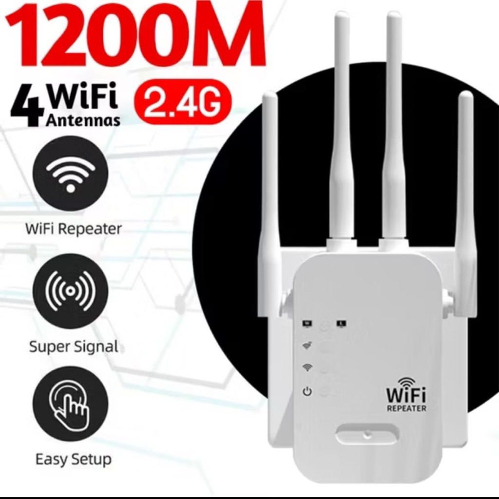 wifi repeater jarak jahu extender router 4 antena penguat sinyal