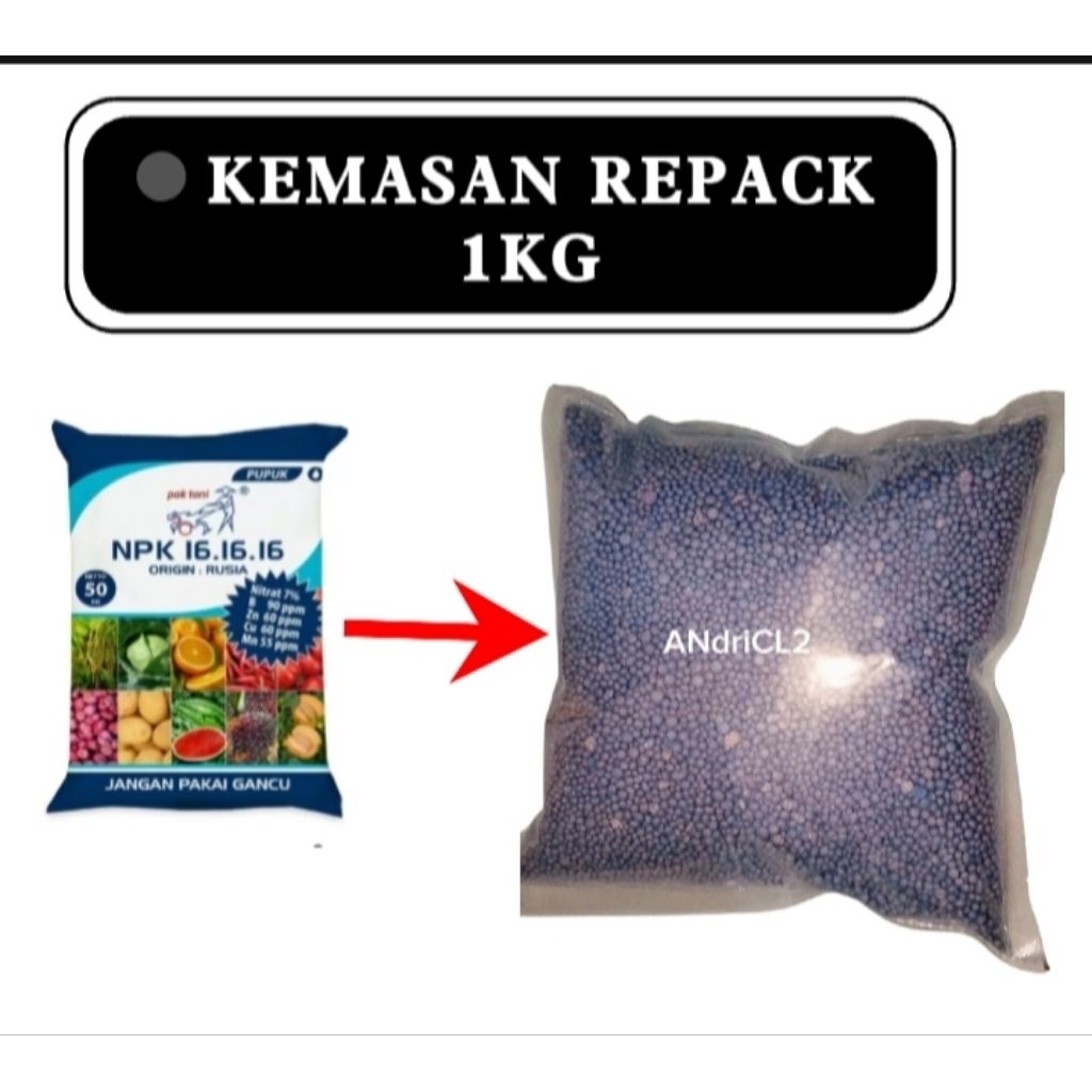 Pupuk NPK pak tani 16.16.16 REPACK, kemasan repack 1kg