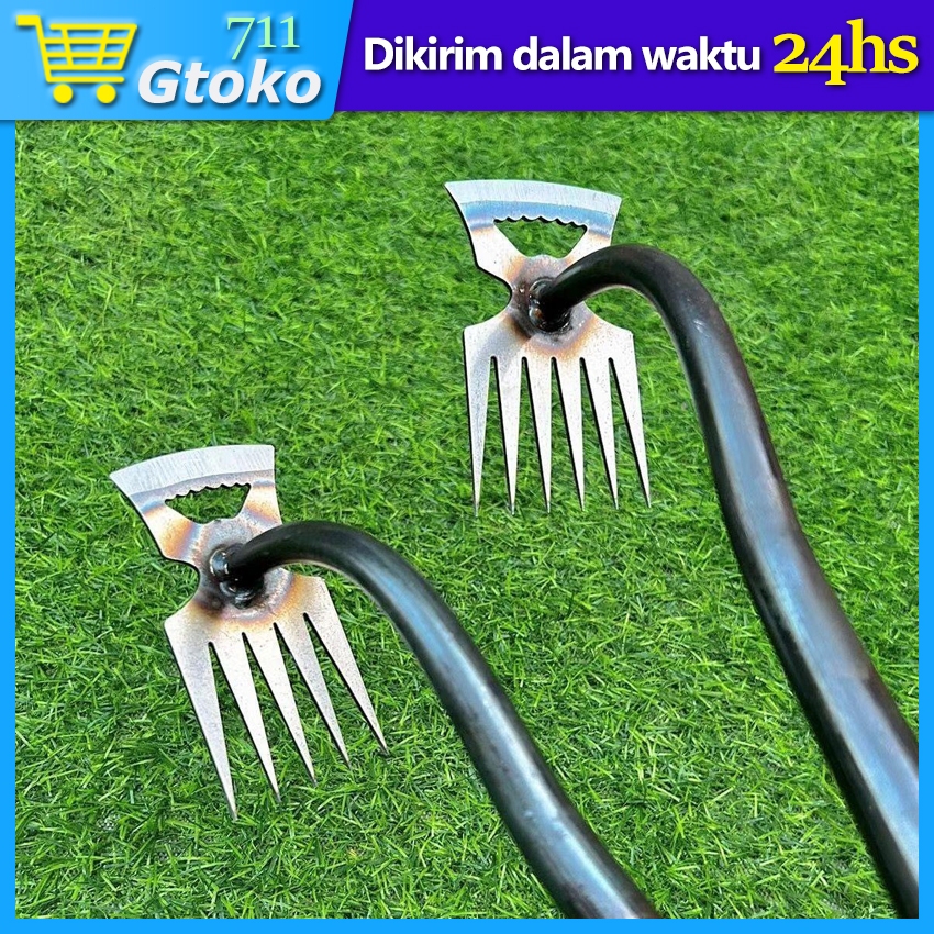 Garukan Tanah Buat Berkebun Garpu Tanaman Besi Alat Pencabut Rumput Liar Multifungsi Gagang Karet Be