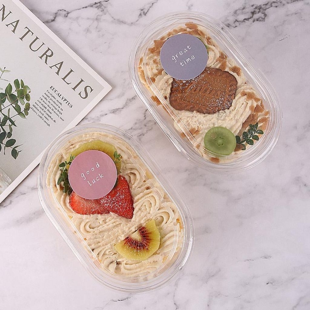 10pcs dessert box premium oval besar box mika kotak cup kue tiramisu cake puding