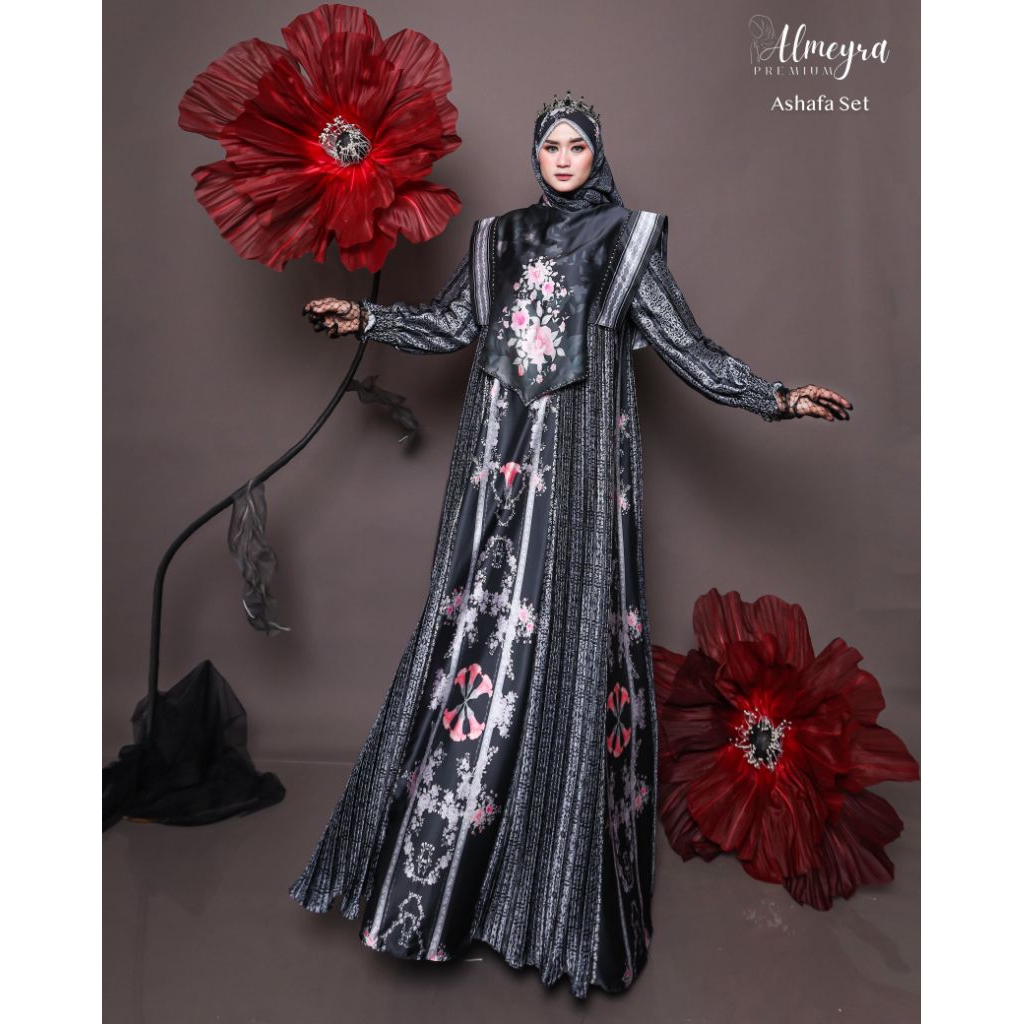 Gamis Syari Terbary Asyafa Set By Almeyra Premium / Gamis Syari Kekinian / Gamis Syari Cantik