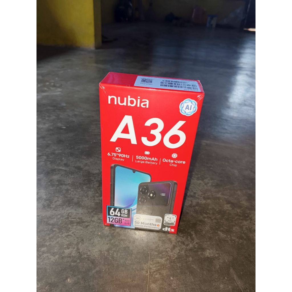 Nubia A36 4/64 baru segelan garansi resmi 12 bulan via service center Nubia/huawei terdekat